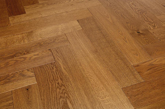 14x130mm European Rustic Oak Brown Sugar Lacquered Engineered Wood Herringbone Flooring