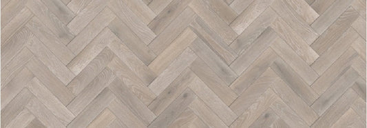 Timba Floor Engineered Herringbone Real Oak Brushed & Oiled Whitewash Grey Flooring 14x100mm 4416