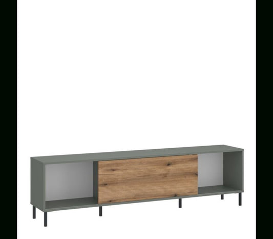 Darwin TV Cabinet 1 Door 50cm High in Green/Oak