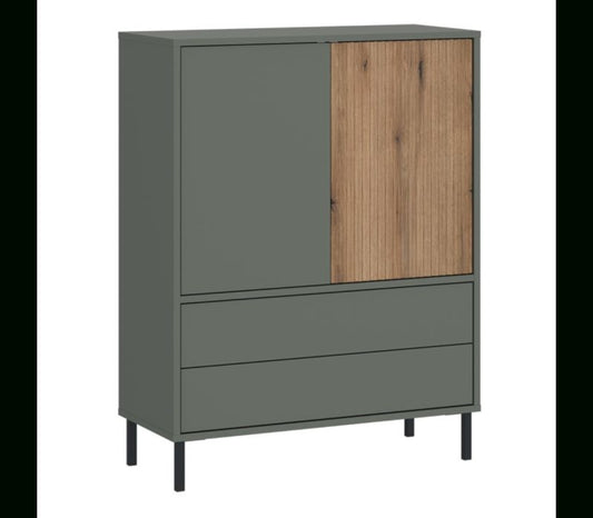 Darwin Sideboard 2 Door 2 Drawer in Green/Oak