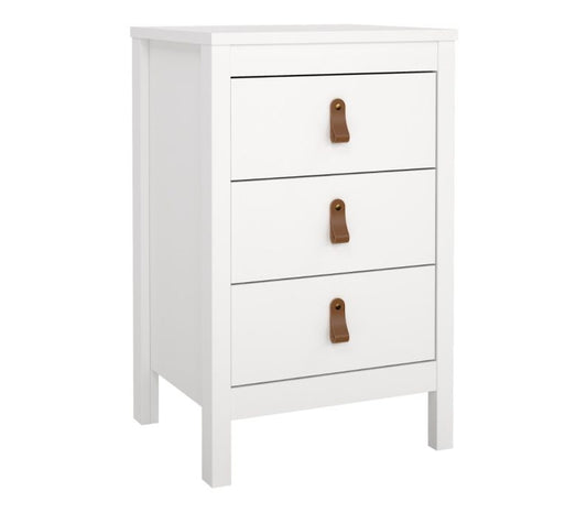 Barcelona Bedside Table 3 Drawers in White