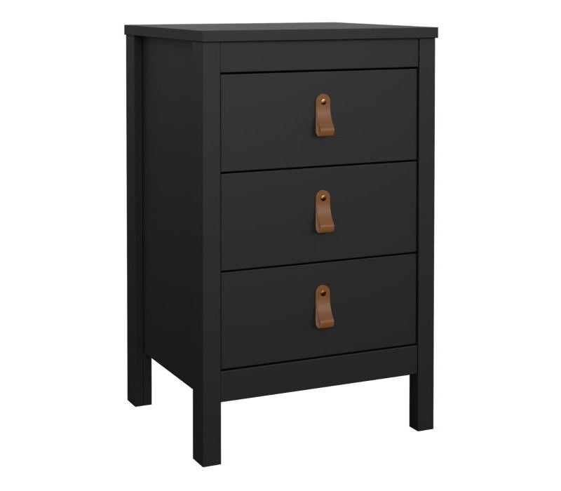 Barcelona Bedside Table 3 Drawers in Matt Black