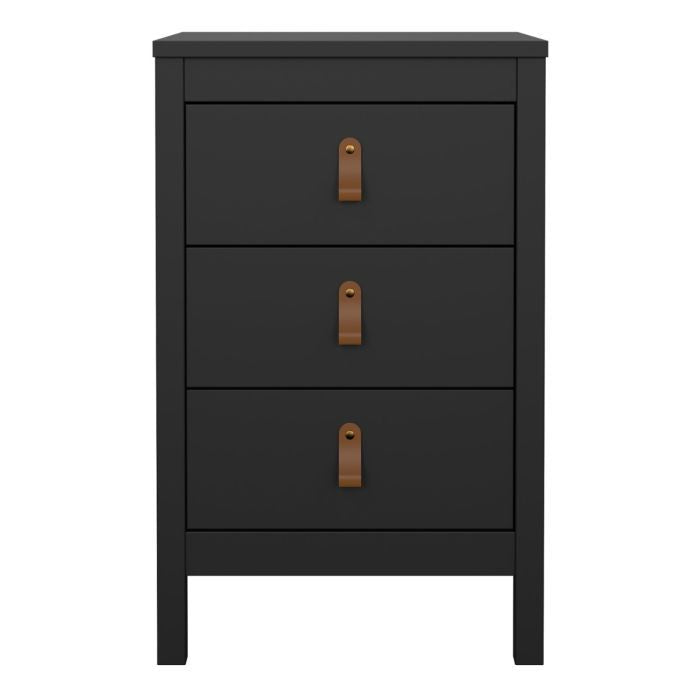 Barcelona Bedside Table 3 Drawers in Matt Black