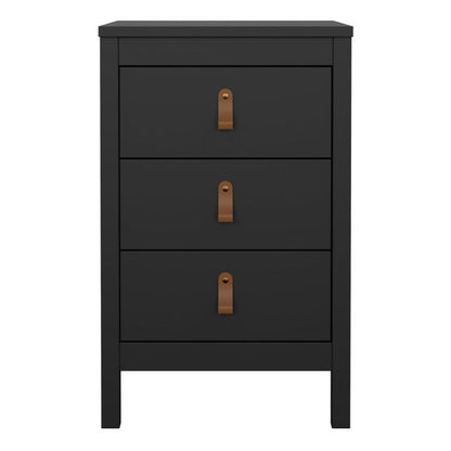 Barcelona Bedside Table 3 Drawers in Matt Black