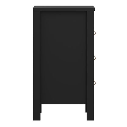 Barcelona Bedside Table 3 Drawers in Matt Black