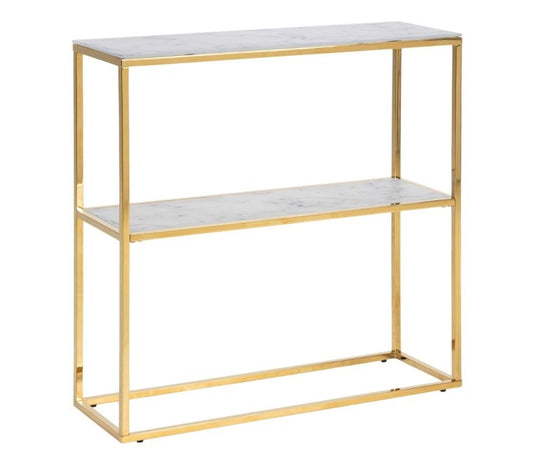 Alisma Console Table with Marble Effect Glass Top & Gold Legs