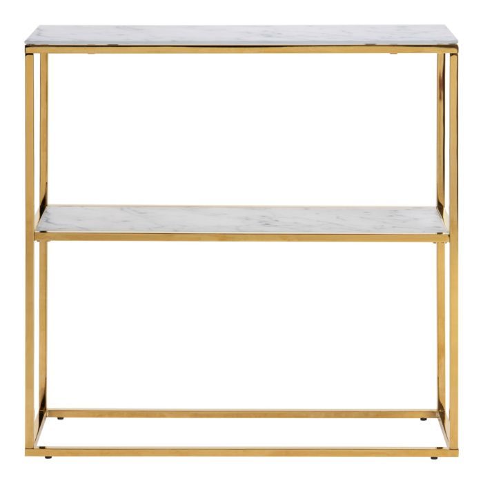 Alisma Console Table with Marble Effect Glass Top & Gold Legs