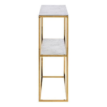 Alisma Console Table with Marble Effect Glass Top & Gold Legs