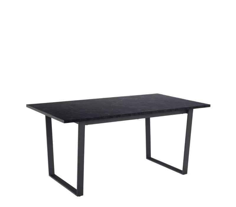 Amble Extending Dining Table with Black Marble Melamine Top & Black Legs