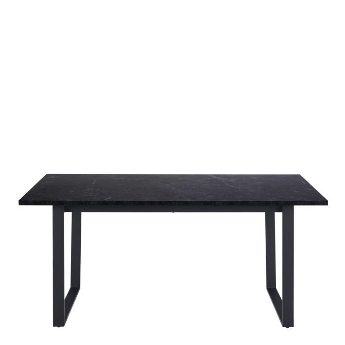 Amble Extending Dining Table with Black Marble Melamine Top & Black Legs