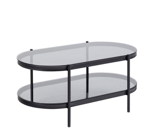 Bayonne Oval Coffee Table with Smoked Glass Top