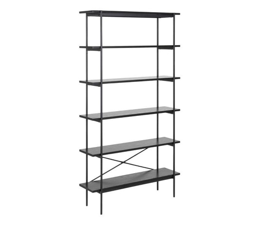 Angus Bookcase with 5 Shelves in Black