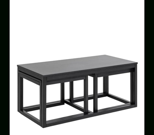 Cornus Square Coffee Table Set in Matt Black Set of 3