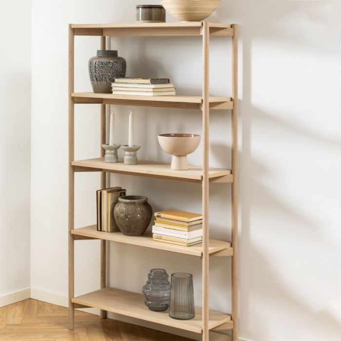 Braidwood Bookcase with 4 Shelves in White Oak Veneer