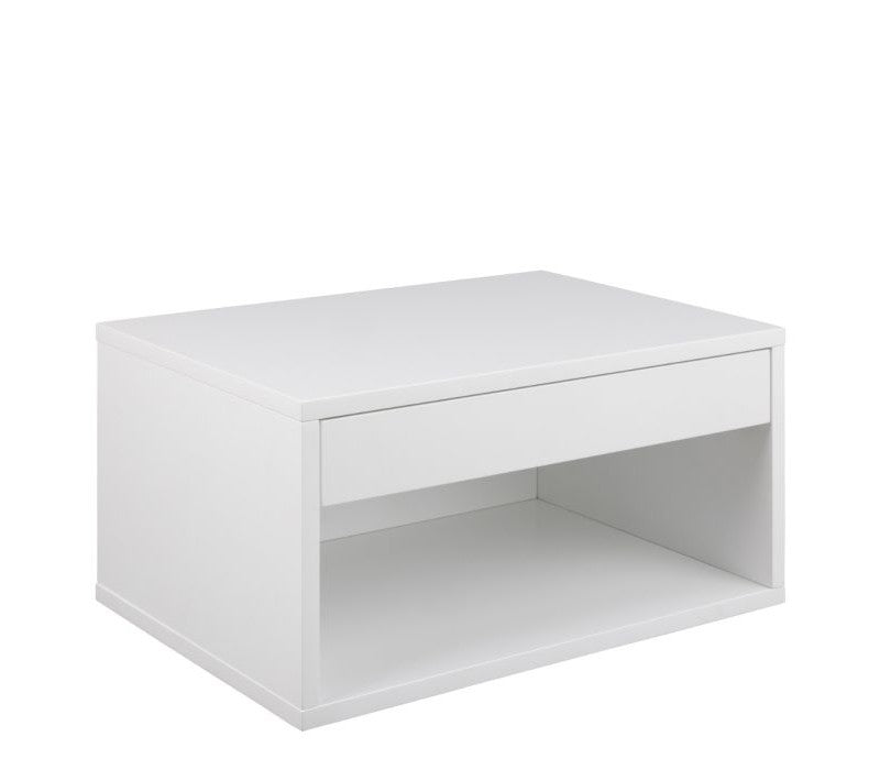 Cholet Square Bedside Table with 1 Drawer in White