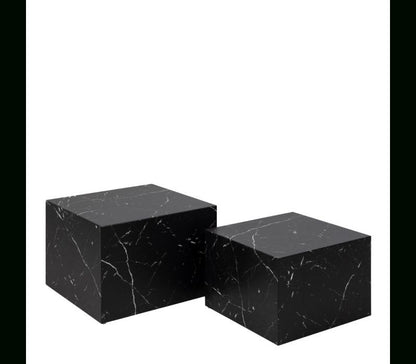 Dice Square Coffee Table Set in Black Marble Marquina