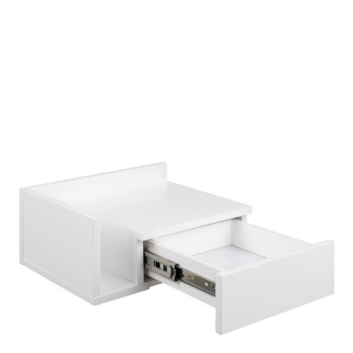 Avignon Square Bedside Table with 1 Drawer & Small Shelf in White