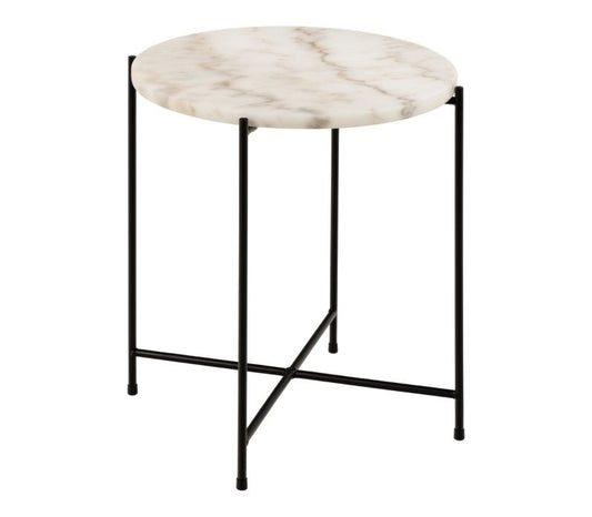 Avila Side Table with White Marble Top 42x45cm