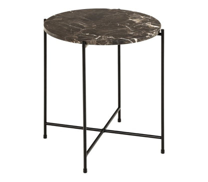 Avila Side Table with Brown Marble Top 42x45cm