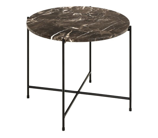 Avila Side Table with Brown Marble Top 52x40cm