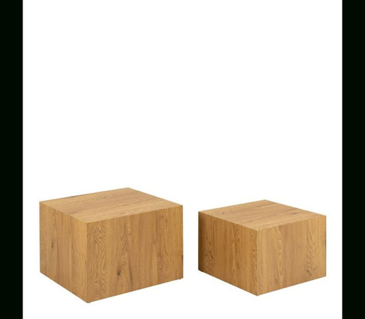 Dice Square Coffee Table Set in Oak Effect