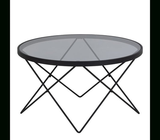 Cuxton Black Coffee Table, with Smoked Glass Top