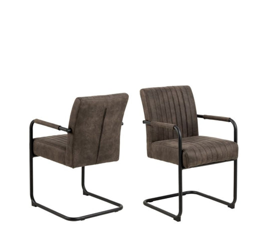 Adele Dining Chair in Grey Fabric Set of 2