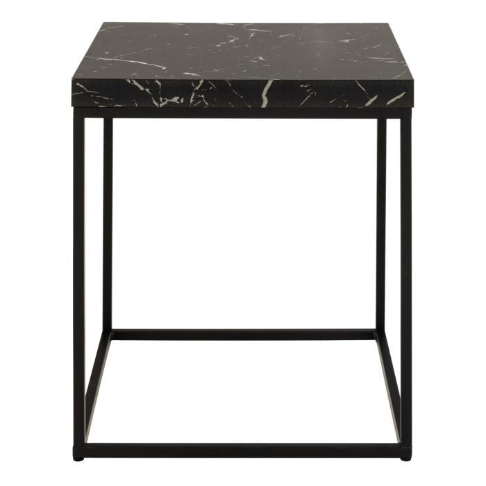 Barossa Coffee Table with Black Marble Effect Top & Black Steel Base 40cm