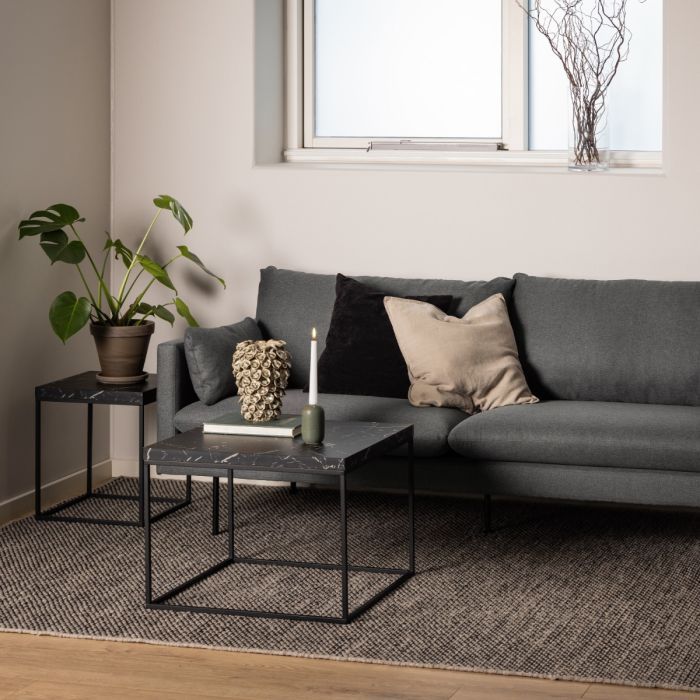 Barossa Coffee Table with Black Marble Effect Top & Black Steel Base 40cm