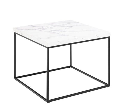 Barossa Coffee Table with White Marble Effect Top & Black Steel Base 60cm