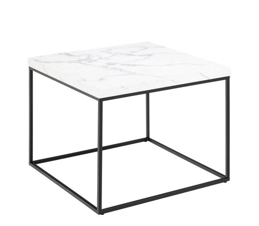 Barossa Coffee Table with White Marble Effect Top & Black Steel Base 60cm