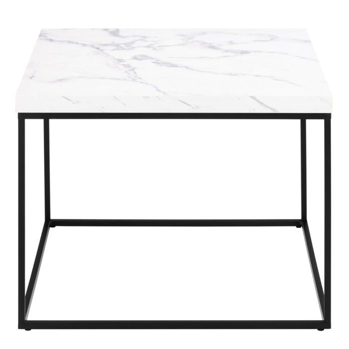 Barossa Coffee Table with White Marble Effect Top & Black Steel Base 60cm