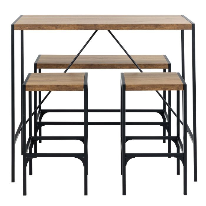 Bahamas Bar Table Set In Black and Oak