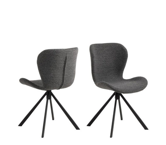 Batilda Swivel Dining Chairs in Grey Fabic Set of 2