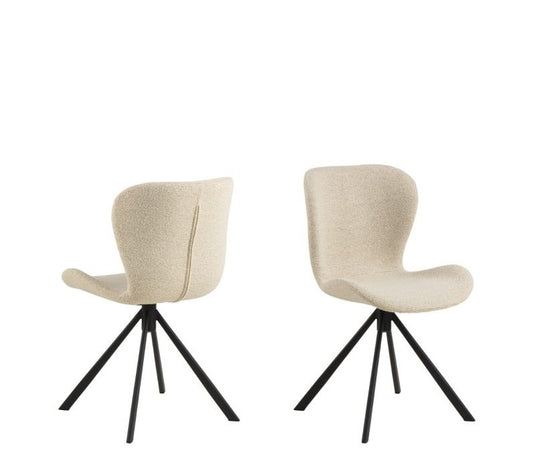 Batilda Swivel Dining Chairs in Cream Fabic Set of 2