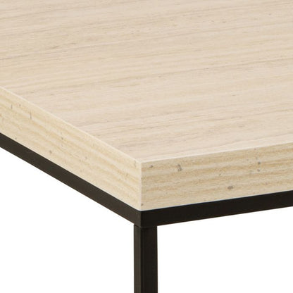 Barossa Coffee Table with Travertine Rough Paper Top & Black Powder Steel Base 110x55x45cm