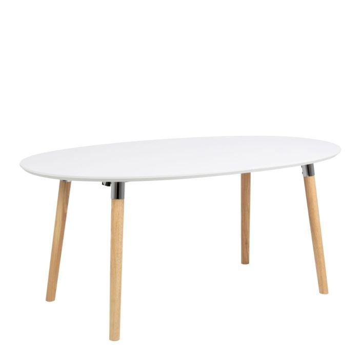 Belina Oval Dining Table in White & Oak