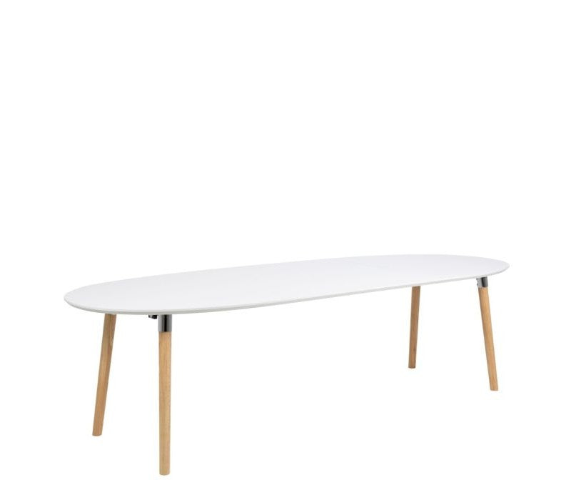 Belina Oval Dining Table in White & Oak