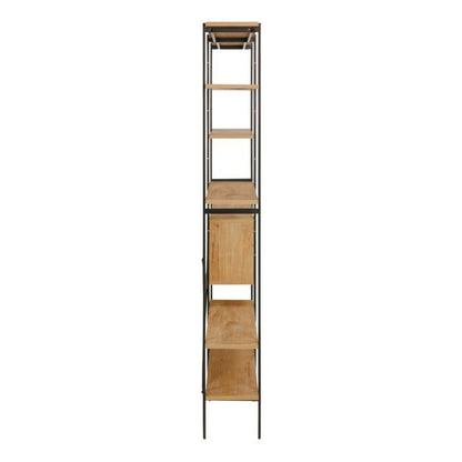 Angus Bookcase with 1 Sliding Door & 5 Shelves in Oak & Black