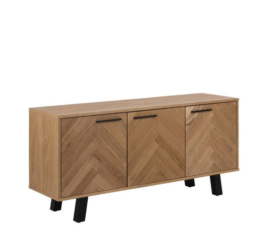 Brighton 3 Door Sideboard in Oak with Herringbone Effect