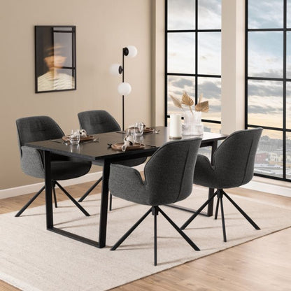 Amble Dining Table with Black Marble Effect Extendable