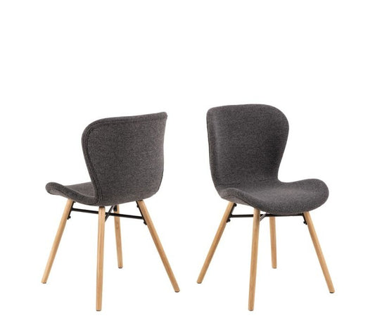 Batilda Dining Chairs with Grey Fabric and Oak Set of 2