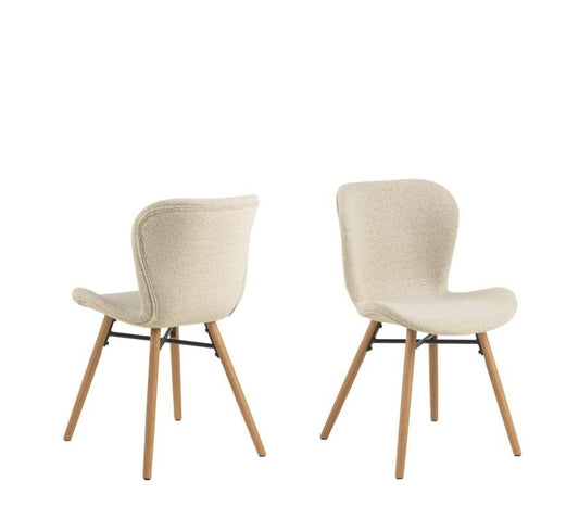 Batilda Dining Chairs with Cream Fabric and Oak Set of 2