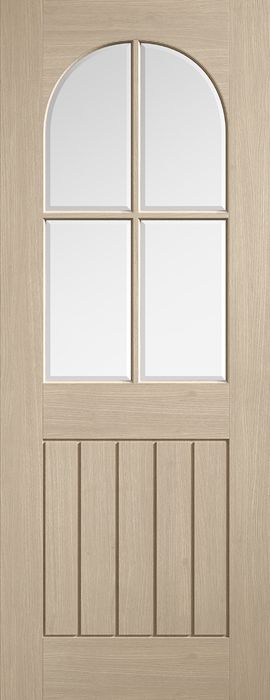 Internal Blonde Oak Mexicano Arched Square Top Clear Glazed Pre-Finished Door