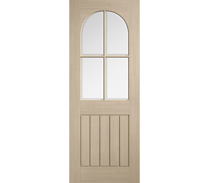 Internal Blonde Oak Mexicano Arched Square Top Clear Glazed Pre-Finished Door