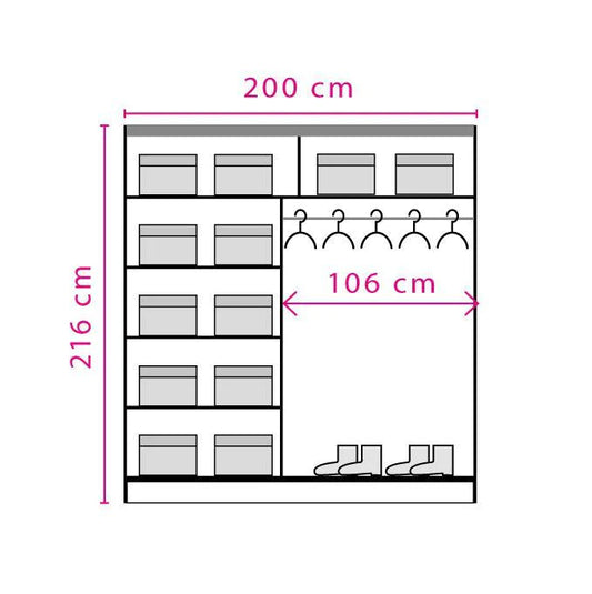 Effect 2 Sliding Door Wardrobe 200cm - 4 Colours