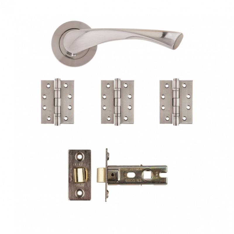 Fortuna Door Handle Latch Kit Satin Finish