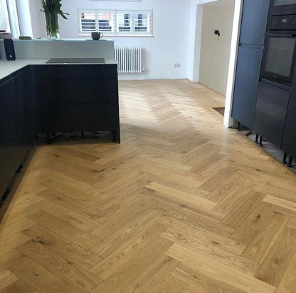 Brooks Floor Engineered Oak Herringbone 15/4 X 120mm Brushed UV Oiled Multi Ply Real Wood Flooring