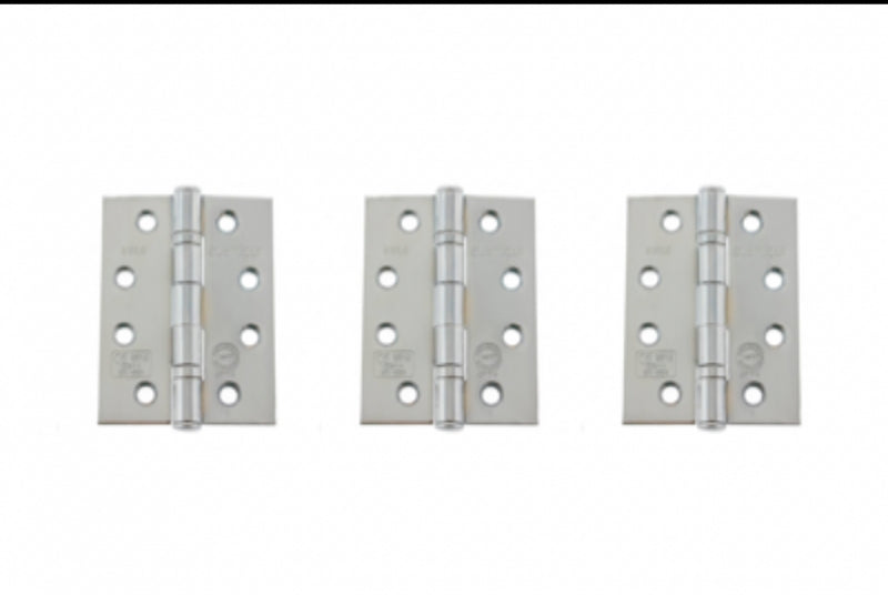 Atlantic Ball Bearing Hinges Grade 11 Fire Rated 4" x 3" x 2.5mm set of 3 - Polished Chrome