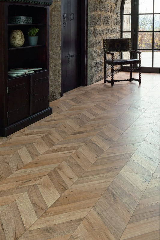 Kaindl FISHbone Oak Fortress Rochesta Laminate Flooring Herringbone